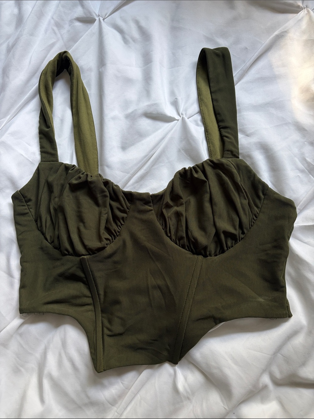 SHEIN Olive Green Bustier Crop Top
